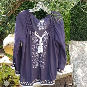 Lula Soul blue 100% cotton blouse size Medium